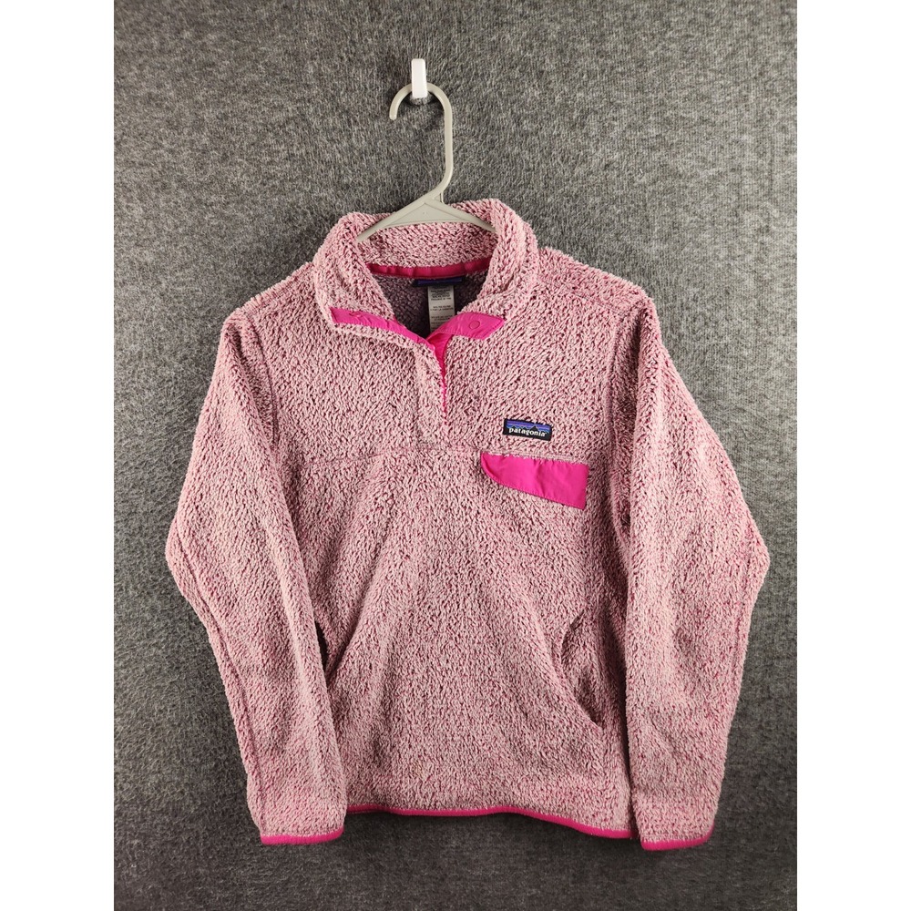 Patagonia Women's Small Los Gatos 1/4 Snap Fleece Pullover Pink Sherpa Jacket - Picture 2 of 9